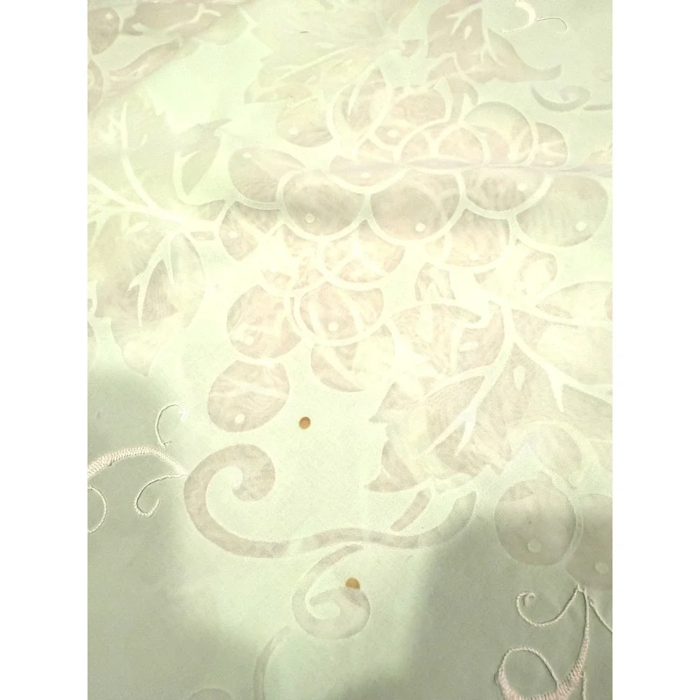 Vintage Embroidered Tablecloth Grapes Floral Mint Green‎ 84 x 70
